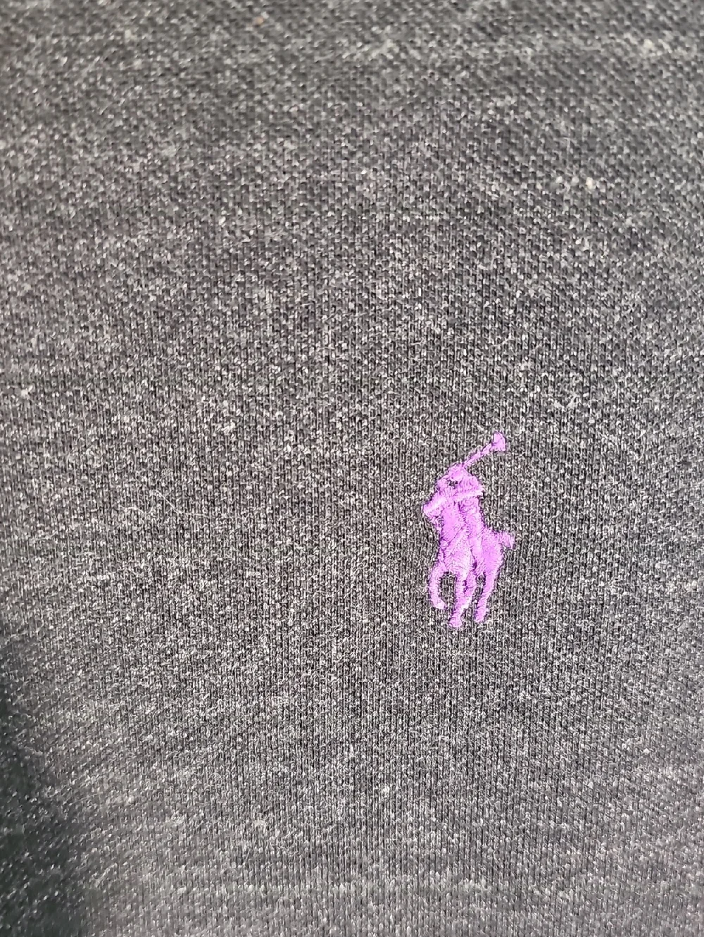 Polo Ralph Lauren‎ Long Sleeve Polo Mens Size L Charcoal Grey Purple Pony Cotton